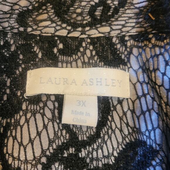 Laura Ashley Silver with Black Lace Overlay Jacket Blazer Plus Size 3X - Picture 7 of 11